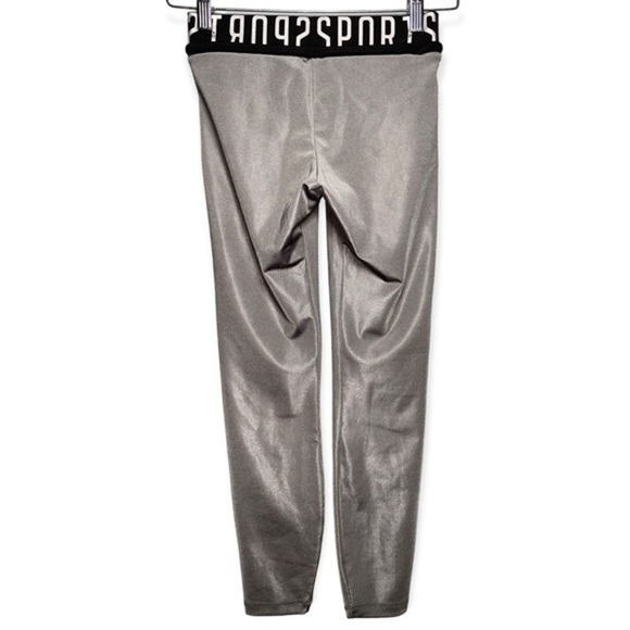BDTK Train For Pleasure Size XS Gray Silver Drawstring Logo Waistband Leggings - Picture 2 of 7